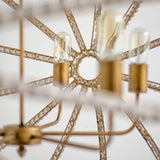 Ava White Gold Metal and White Wood Beaded Six Bulb Chandelier by Mercana at Eve Furniture