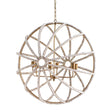 Ava White Gold Metal and White Wood Beaded Six Bulb Chandelier by Mercana at Eve Furniture