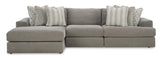 Avaliyah Ash 3-Piece Left Arm Facing (LAF) Chaise Sectional by Ashley at Eve Furniture