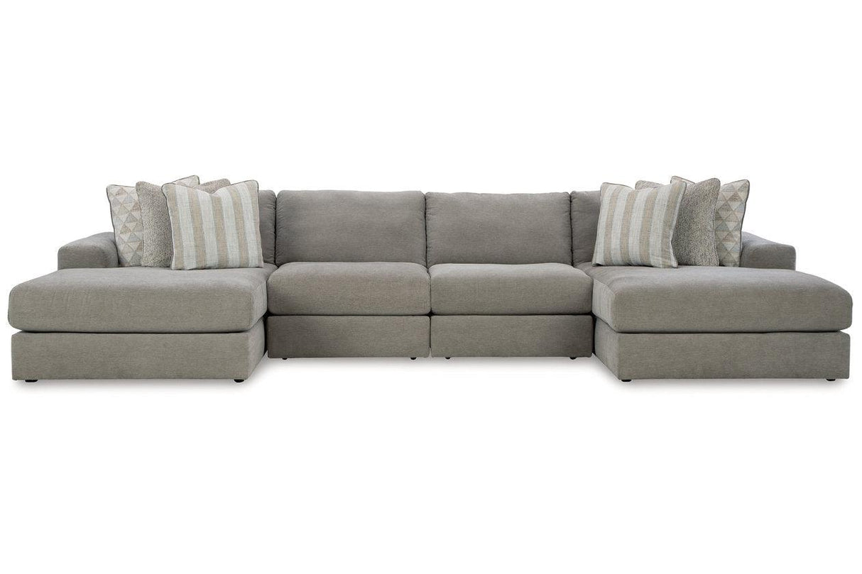Avaliyah Ash 4-Piece Double Chaise Sectional by Ashley at Eve Furniture