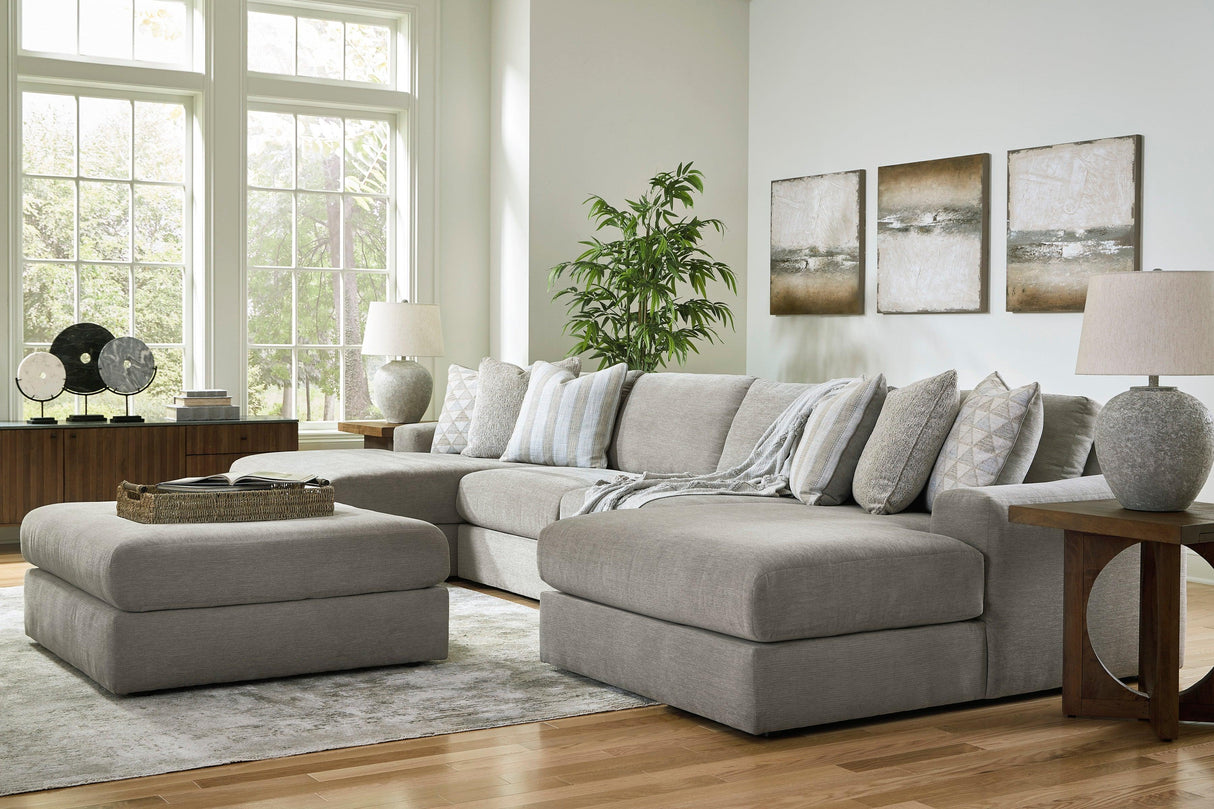 Avaliyah Ash 4-Piece Double Chaise Sectional by Ashley at Eve Furniture