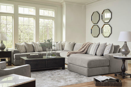 Avaliyah Ash 6-Piece Right Arm Facing (RAF) Chaise Sectional by Ashley at Eve Furniture