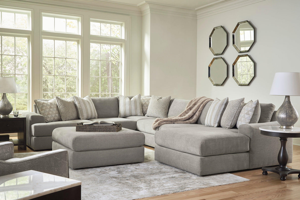 Avaliyah Ash 6-Piece Right Arm Facing (RAF) Chaise Sectional by Ashley at Eve Furniture