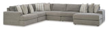 Avaliyah Ash 6-Piece Right Arm Facing (RAF) Chaise Sectional by Ashley at Eve Furniture