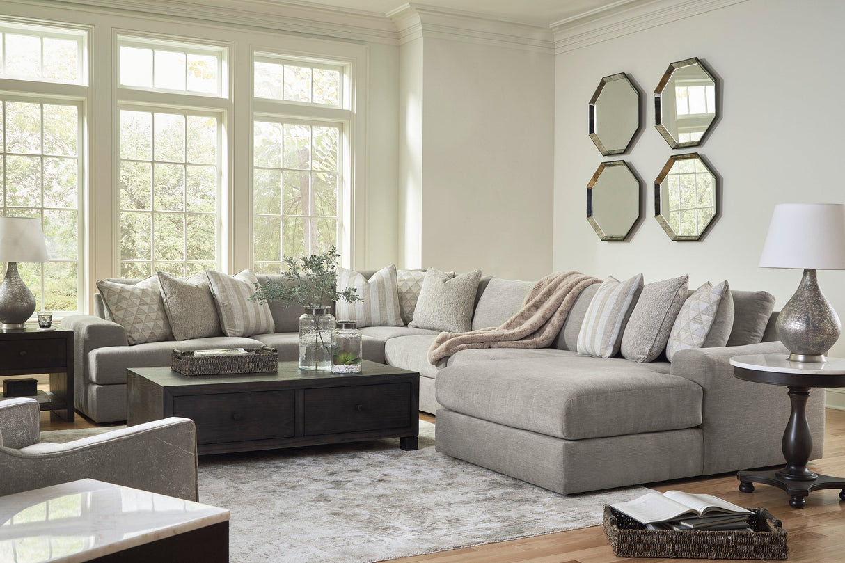 Avaliyah Ash 7-Piece Right Arm Facing (RAF) Chaise Sectional by Ashley at Eve Furniture