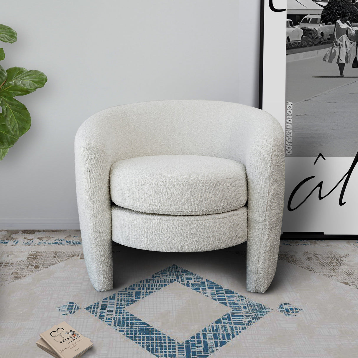 Avalon White Boucle Lounge Chair by Ashcroft Furniture at Eve Furniture