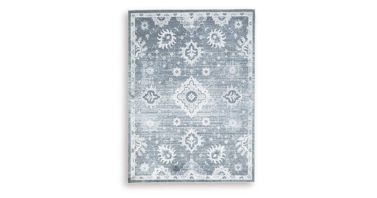 Avanworths Blue/Gray/Ivory Washable Large Rug by ASHLEY FURNITURE at Eve Furniture