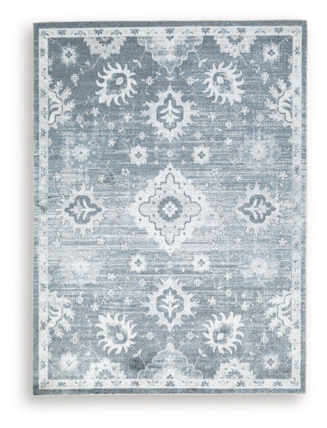 Avanworths Blue/Gray/Ivory Washable Medium Rug by Ashley at Eve Furniture