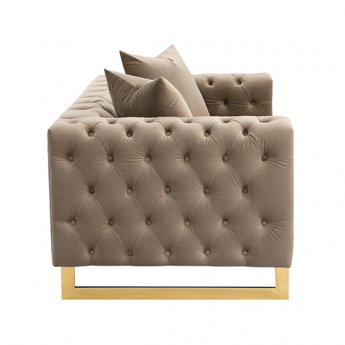 Avara Warm Mink Brown Loveseat by Furniture of America at Eve Furniture