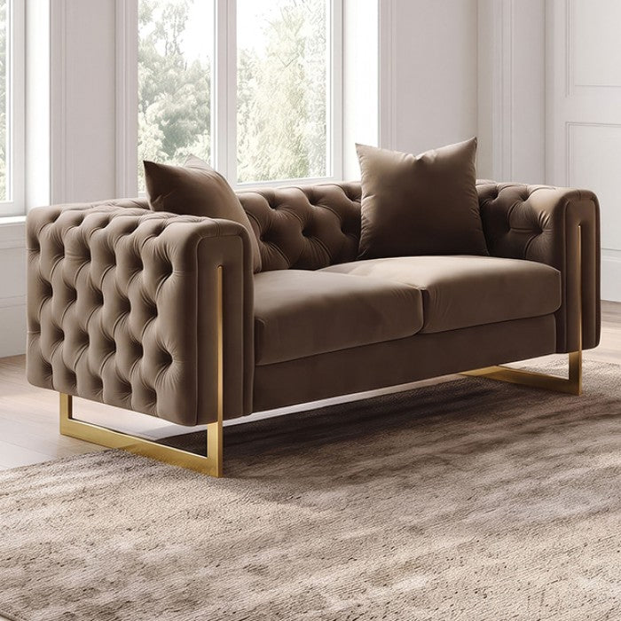 Avara Warm Mink Brown Loveseat by Furniture of America at Eve Furniture