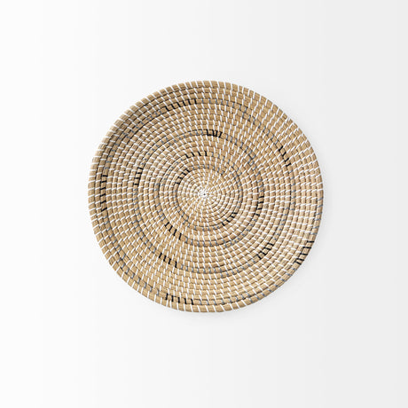 Avel Light Brown Seagrass W/Dark Brown String Round Wall Hanging Plate by Mercana at Eve Furniture