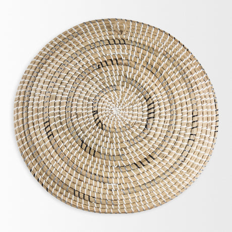 Avel Light Brown Seagrass W/Dark Brown String Round Wall Hanging Plate by Mercana at Eve Furniture