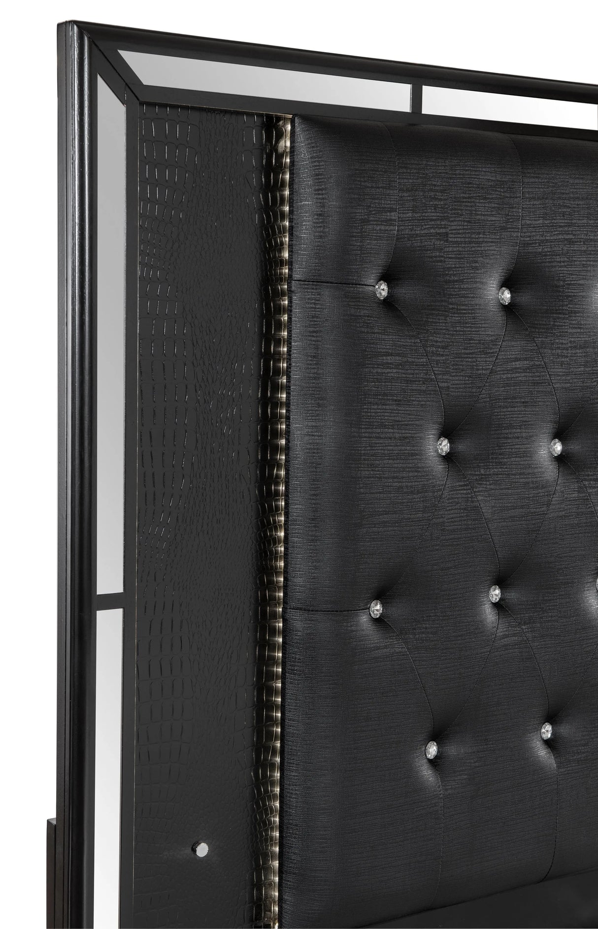 Aveline Black King LED Upholstered Panel Bed by Homelegance at Eve Furniture