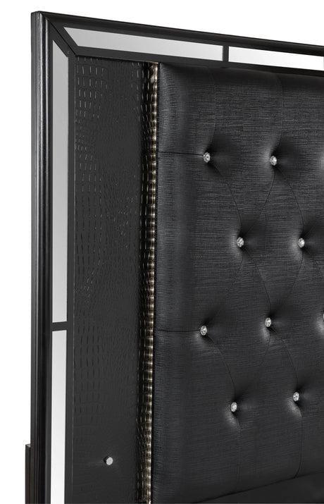 Aveline Black King LED Upholstered Panel Bed by Homelegance at Eve Furniture