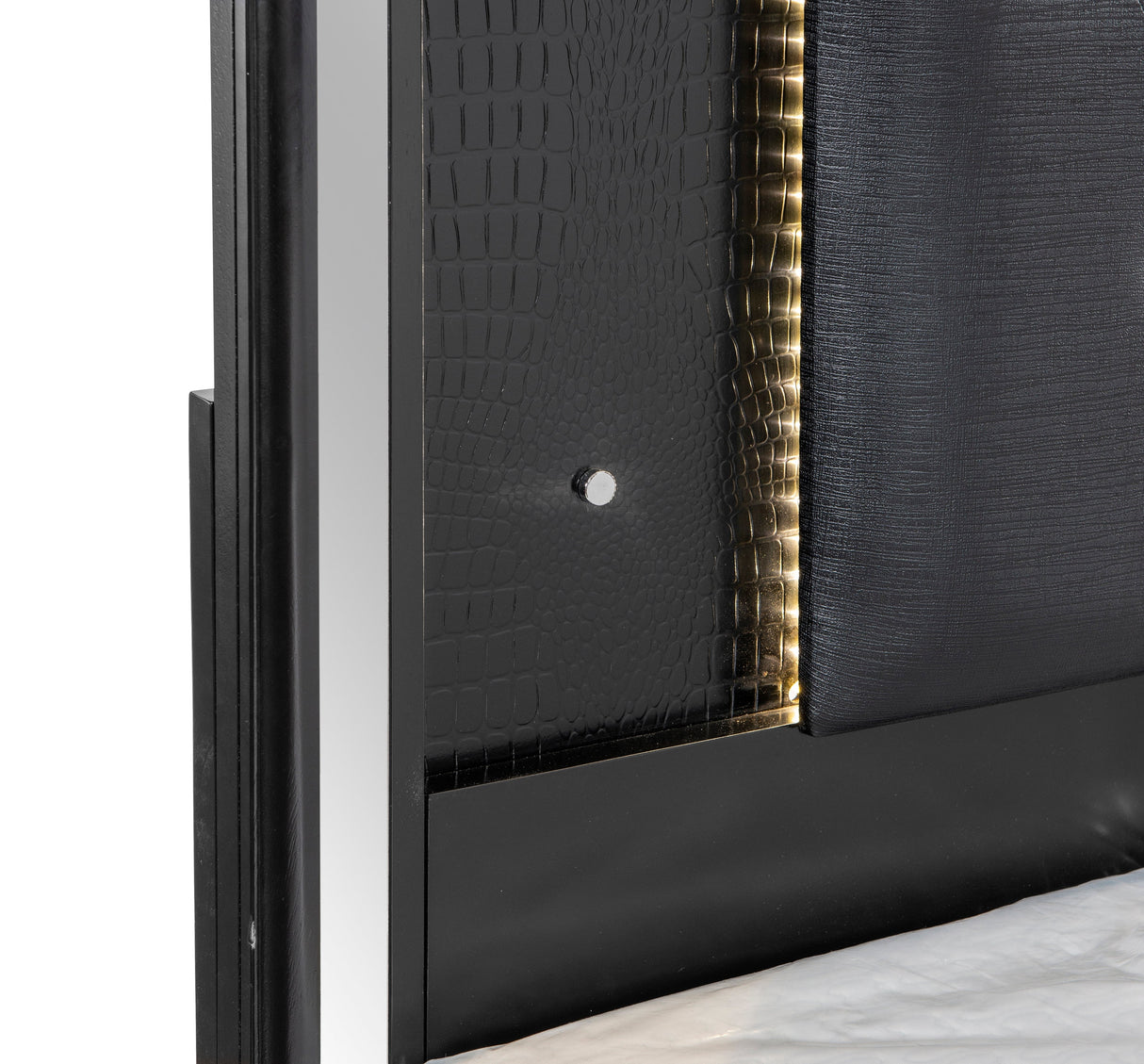 Aveline Black King LED Upholstered Panel Bed by Homelegance at Eve Furniture