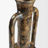 Aven Mottled Brown Glazed Ceramic Tall Neck Decorative Vase w/ Handles by Mercana at Eve Furniture