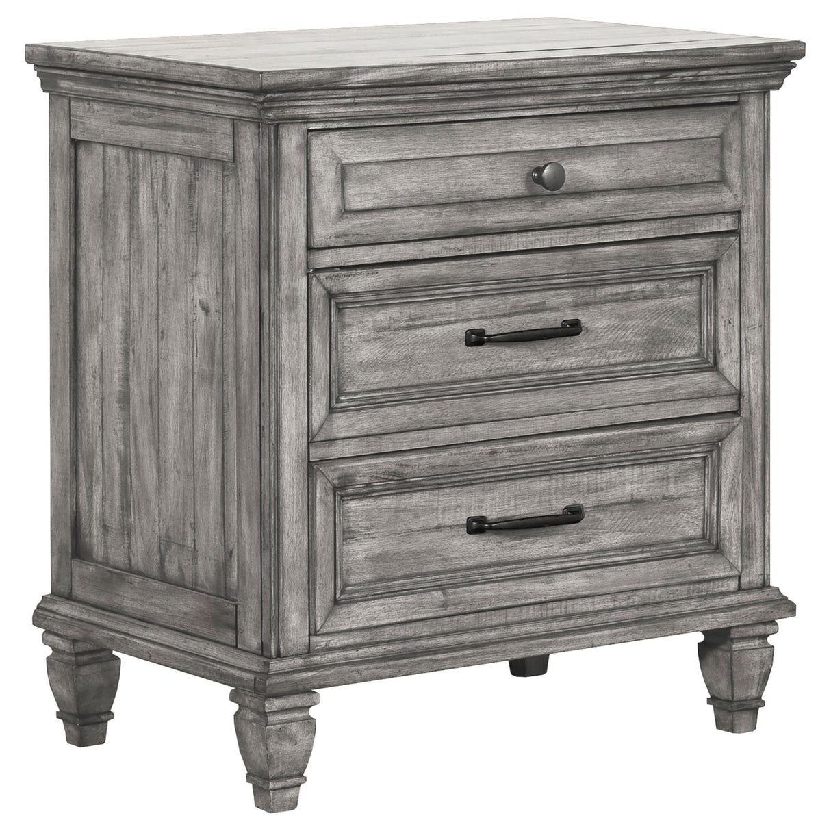 Avenue 3-Drawer Rectangular Nightstand with Dual USB Ports Gray