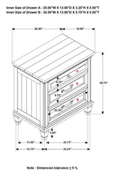 Avenue 3-Drawer Rectangular Nightstand with Dual USB Ports Gray