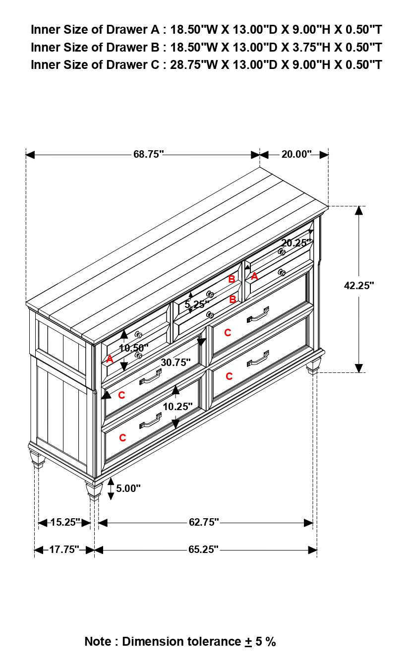 Avenue Gray 8-Drawer Rectangular Dresser