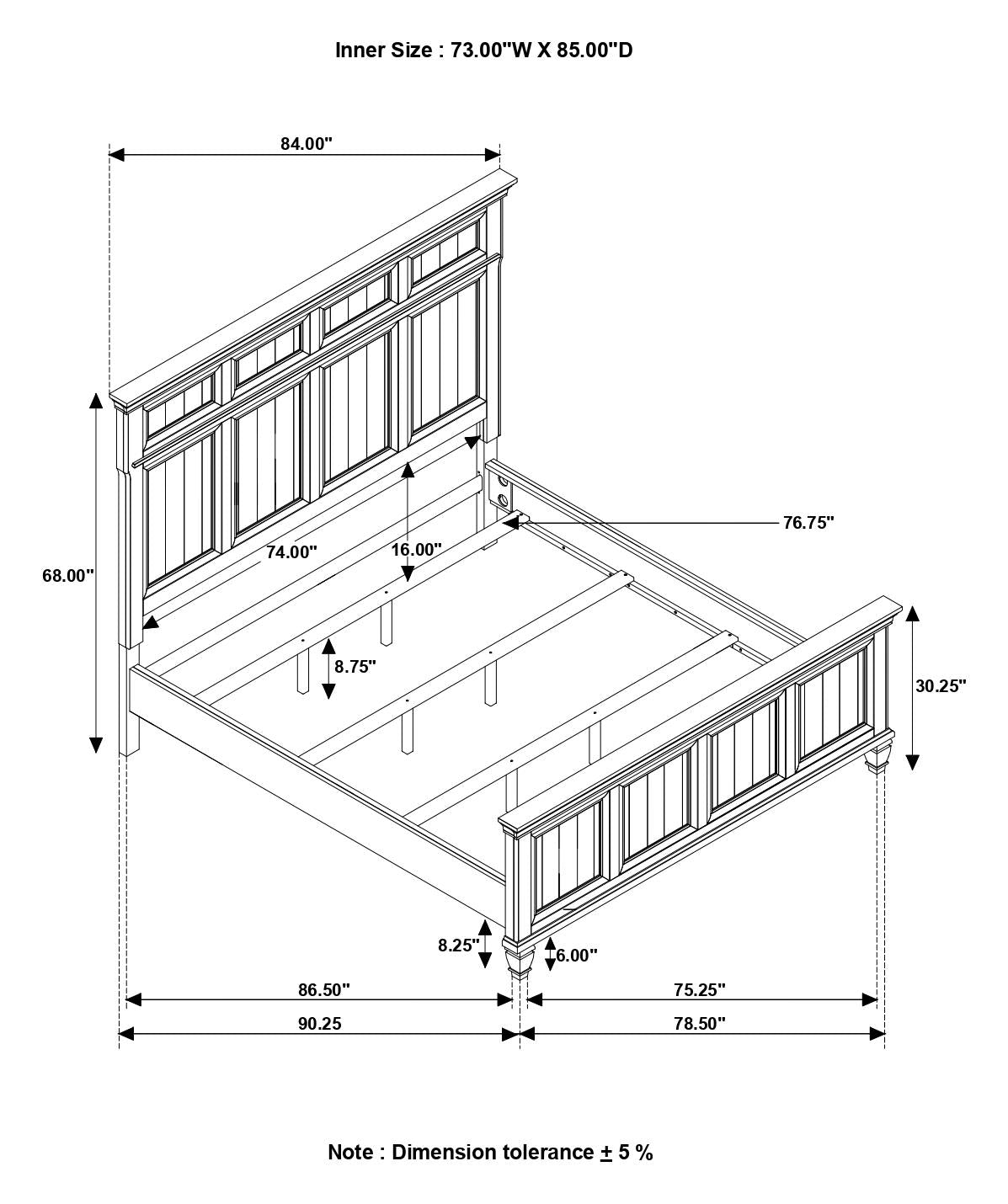 Avenue California King Panel Bed Gray