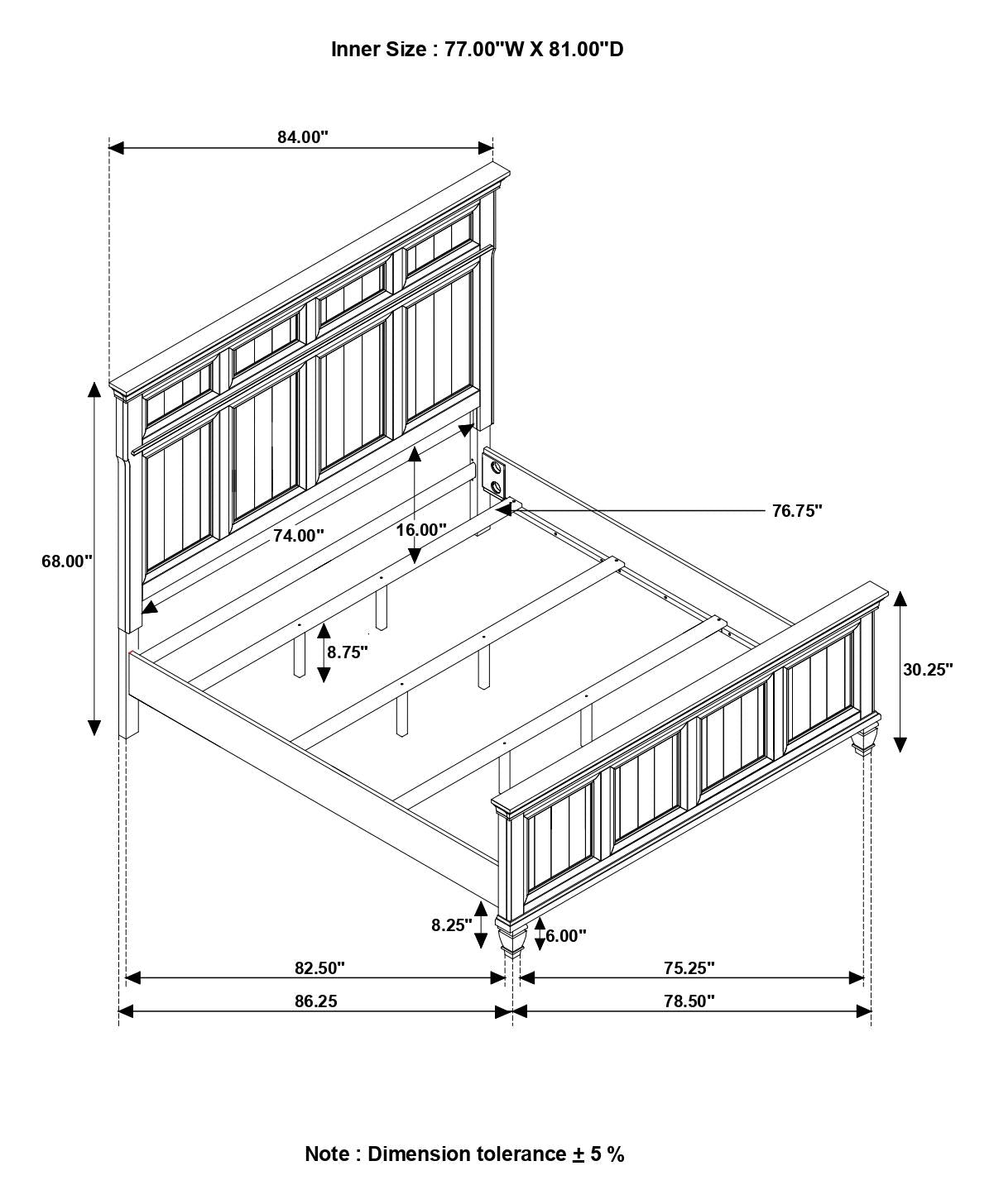 Avenue Eastern King Panel Bed Gray