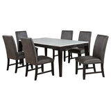 Averill Dark Grey and Coffee Bean 7-piece White Marble Top Dining Set by Coaster at Eve Furniture
