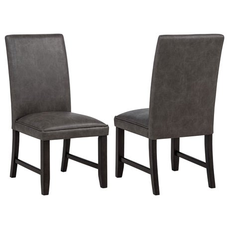 Averill Dark Grey Faux Leather Upholstered Dining Side Chair (Set of 2) by Coaster at Eve Furniture