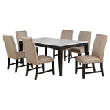 Averill Tan & Coffee Bean 7-Piece White Marble Top Dining Set by Coaster at Eve Furniture