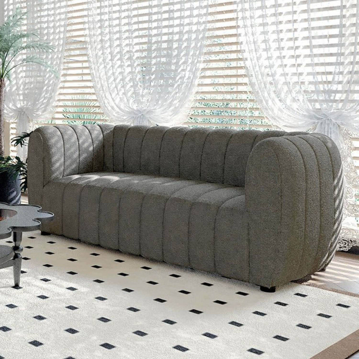 Aversa Charcoal Gray Sofa & Loveseat by Furniture of America at Eve Furniture