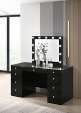 Avery Black Makeup Vanity Set with Lighted Mirror by Crown Mark at Eve Furniture