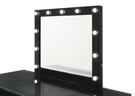 Avery Black Makeup Vanity Set with Lighted Mirror by Crown Mark at Eve Furniture