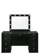Avery Black Makeup Vanity Set with Lighted Mirror by Crown Mark at Eve Furniture