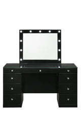 Avery Black Makeup Vanity Set with Lighted Mirror by Crown Mark at Eve Furniture