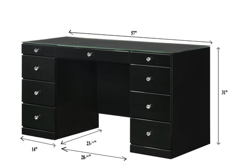 Avery Black Makeup Vanity Set with Lighted Mirror by Crown Mark at Eve Furniture