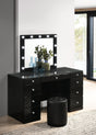 Avery Black Makeup Vanity Set with Lighted Mirror by Crown Mark at Eve Furniture