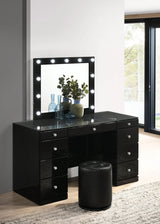 Avery Black Makeup Vanity Set with Lighted Mirror by Crown Mark at Eve Furniture