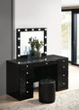 Avery Black Makeup Vanity Set with Lighted Mirror by Crown Mark at Eve Furniture