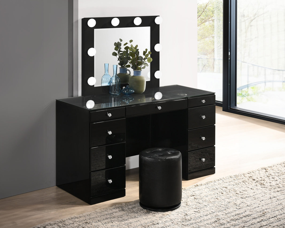 Avery Black Vanity Set w/LED Mirror