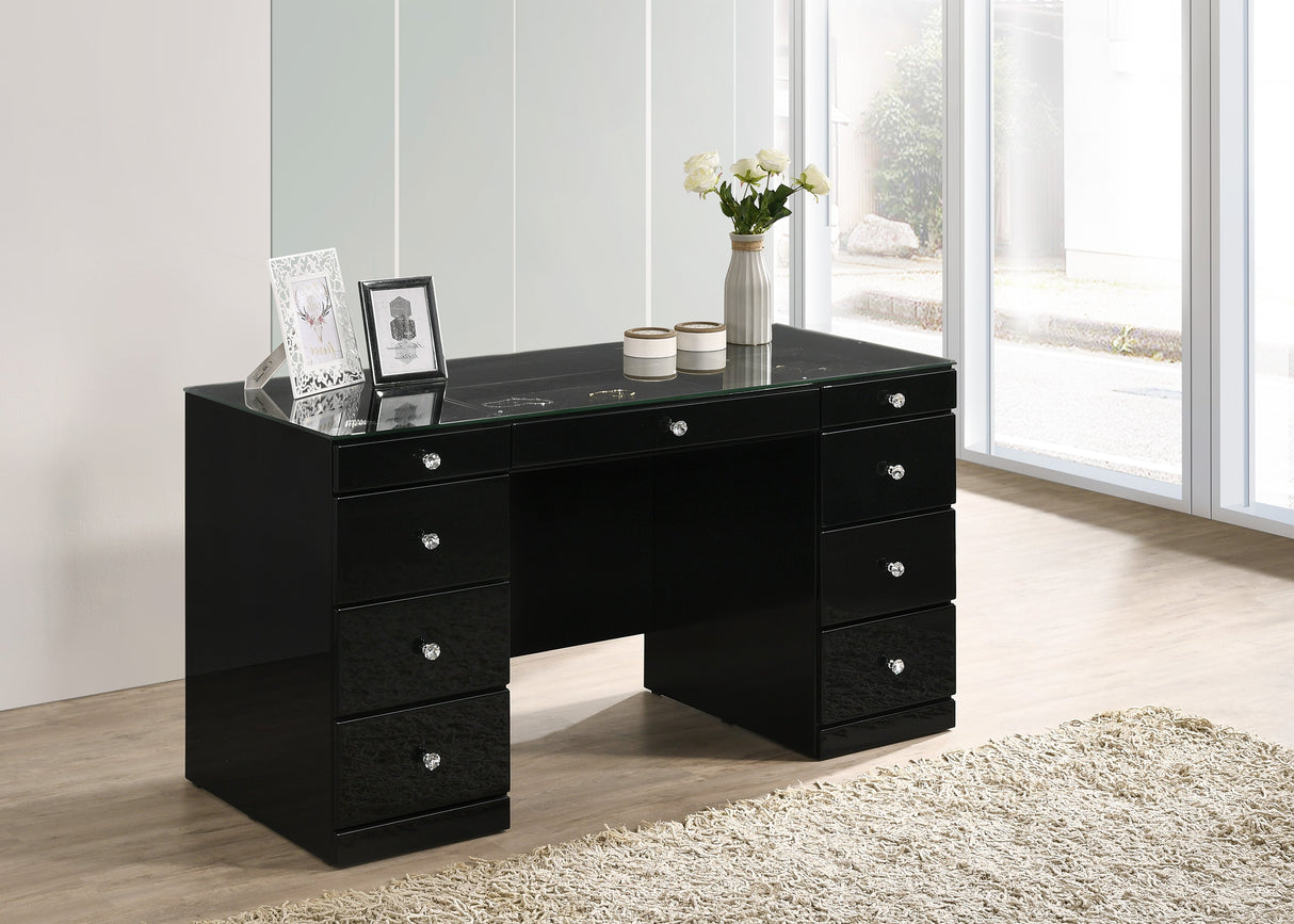 Avery Black Vanity Set w/LED Mirror