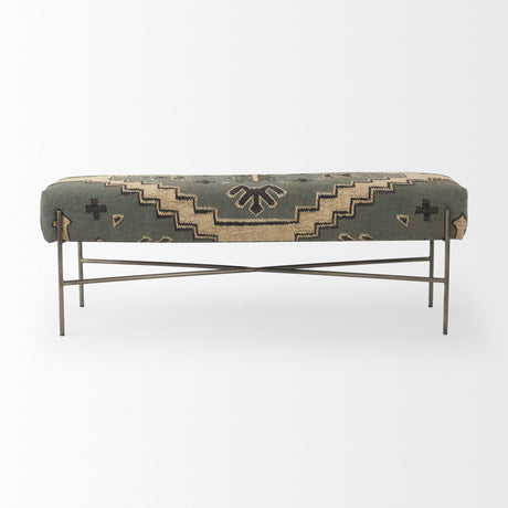 Avery I Multi Colored Upholstered Patterned Seat Accent Bench by Mercana at Eve Furniture