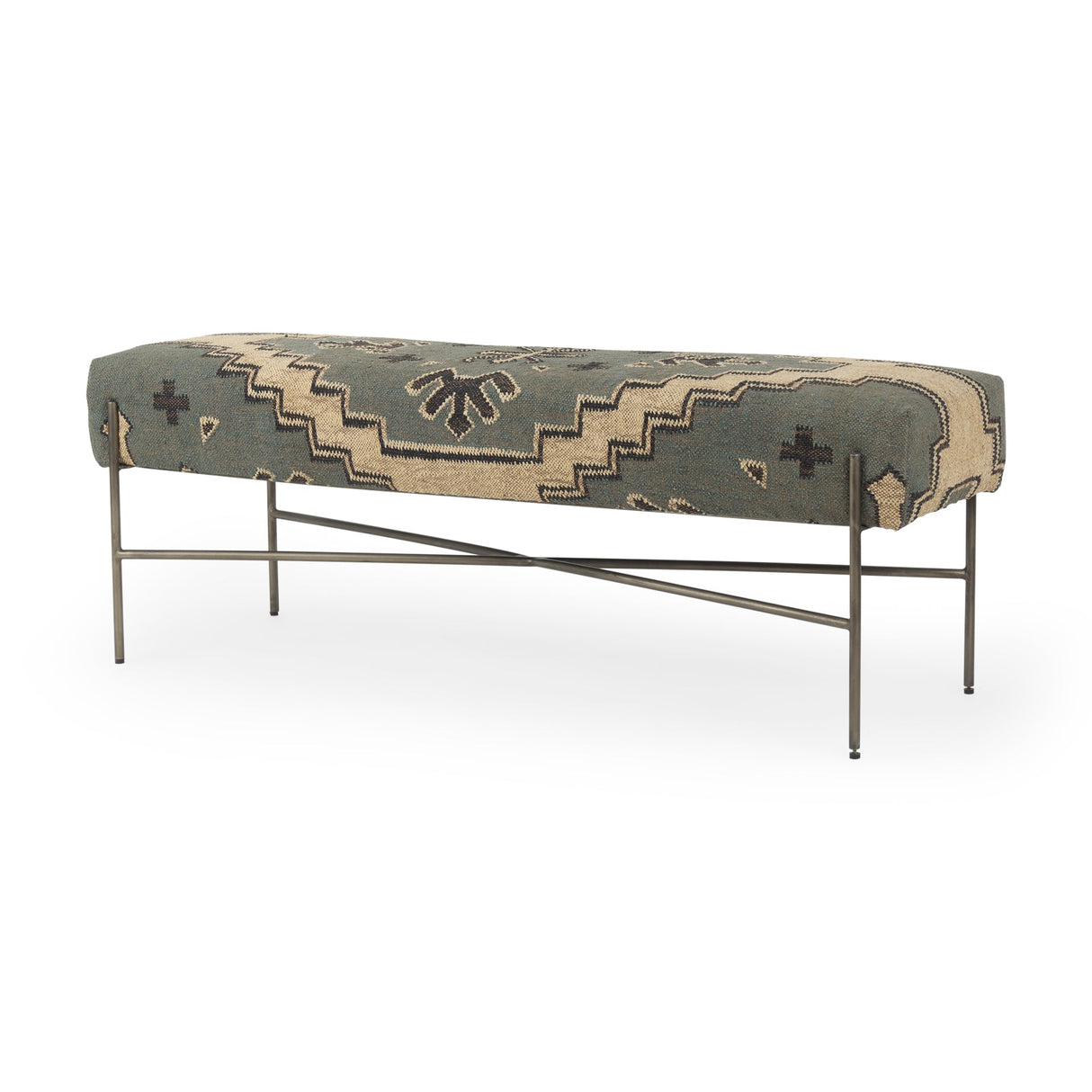 Avery I Multi Colored Upholstered Patterned Seat Accent Bench by Mercana at Eve Furniture