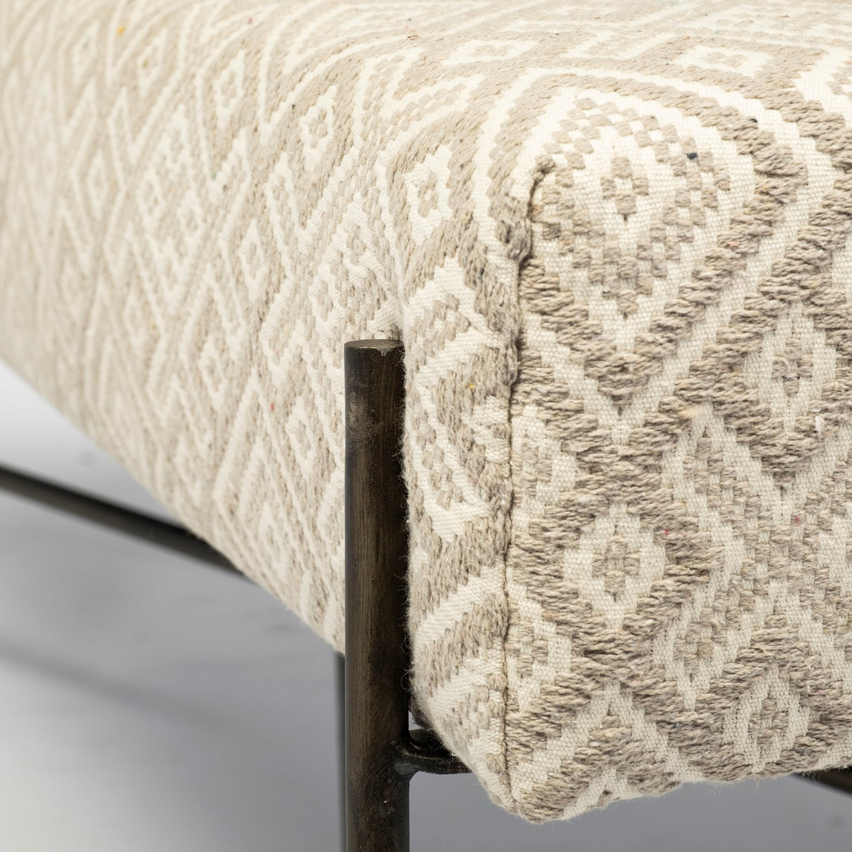 Avery II 55L x 17W Off White Upholstered Seat With Metal Base Accent Bench by Mercana at Eve Furniture