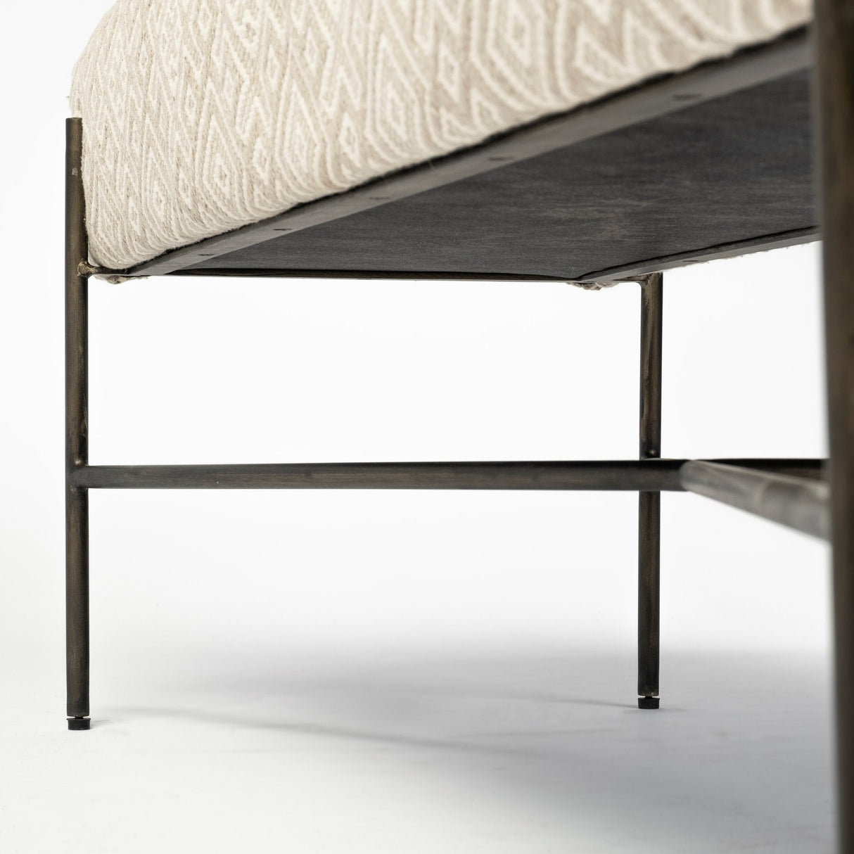 Avery II 55L x 17W Off White Upholstered Seat With Metal Base Accent Bench by Mercana at Eve Furniture
