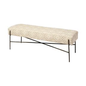 Avery II 55L x 17W Off White Upholstered Seat With Metal Base Accent Bench by Mercana at Eve Furniture