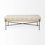 Avery II Off White Upholstered Seat With Metal Base Accent Bench by Mercana at Eve Furniture