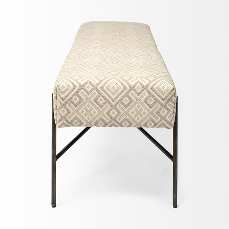 Avery II Off White Upholstered Seat With Metal Base Accent Bench by Mercana at Eve Furniture
