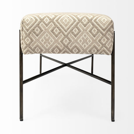 Avery II Off White Upholstered Seat With Metal Base Accent Bench by Mercana at Eve Furniture
