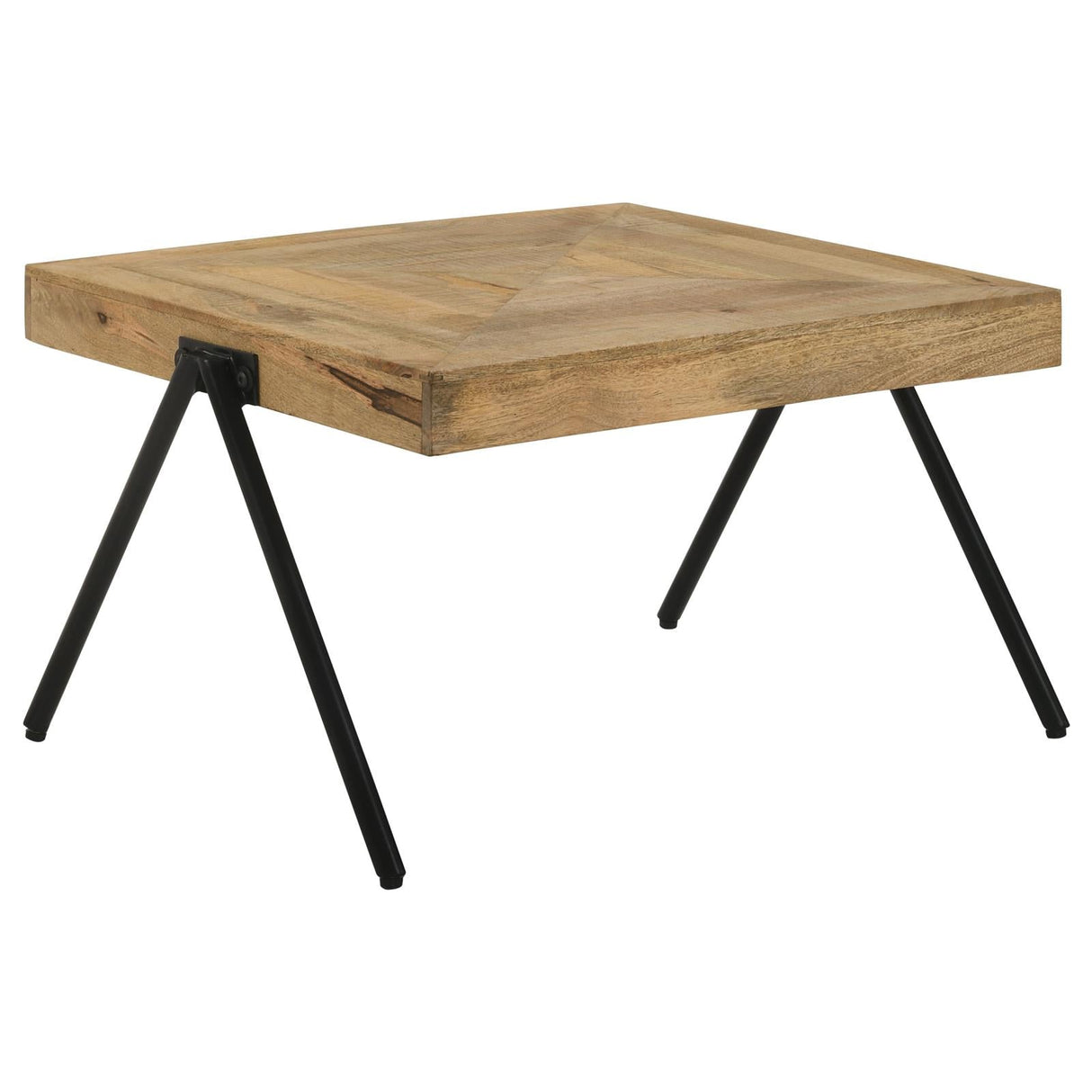 Avery Natural/Black Rectangular Coffee Table with Metal Legs