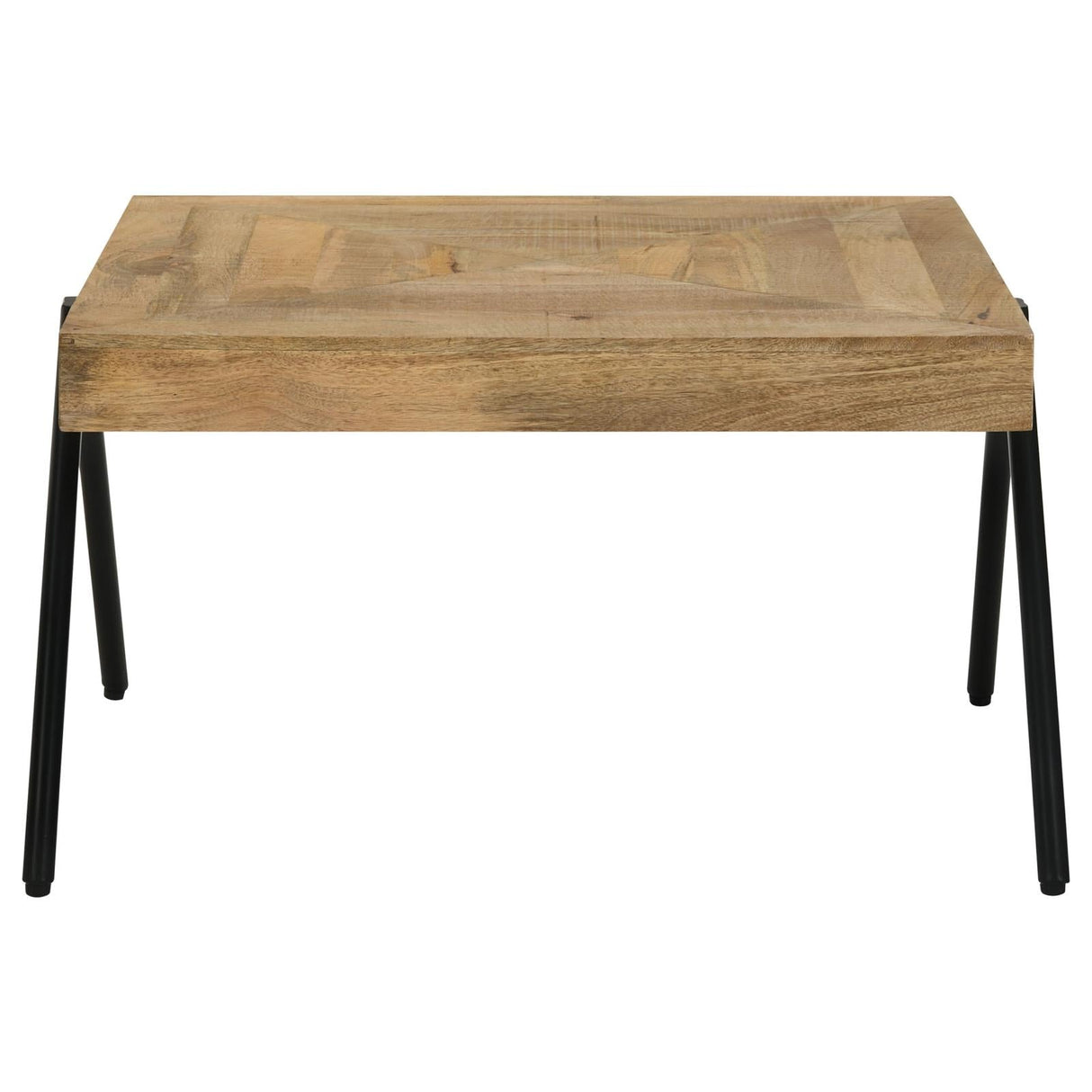 Avery Natural/Black Rectangular Coffee Table with Metal Legs