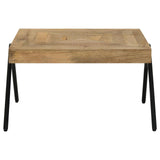 Avery Natural/Black Rectangular Coffee Table with Metal Legs